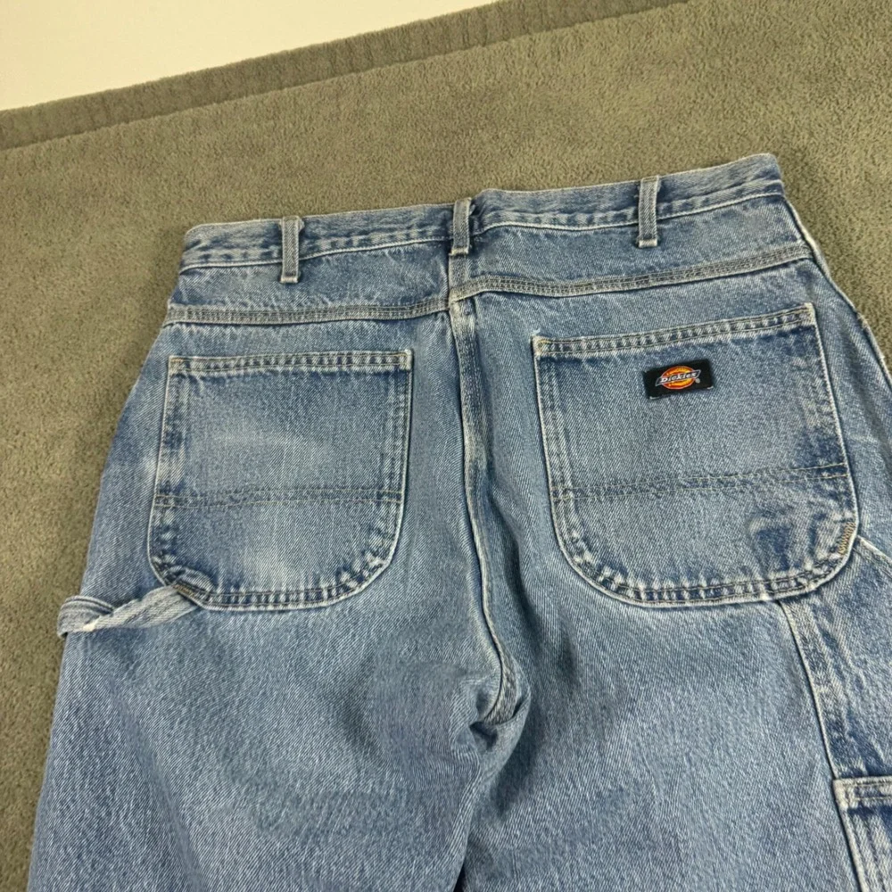 Dickies Relaxed Fit Carpenter Jeans Light Wash Distressed 1993SNB Mens 34x34 Blu